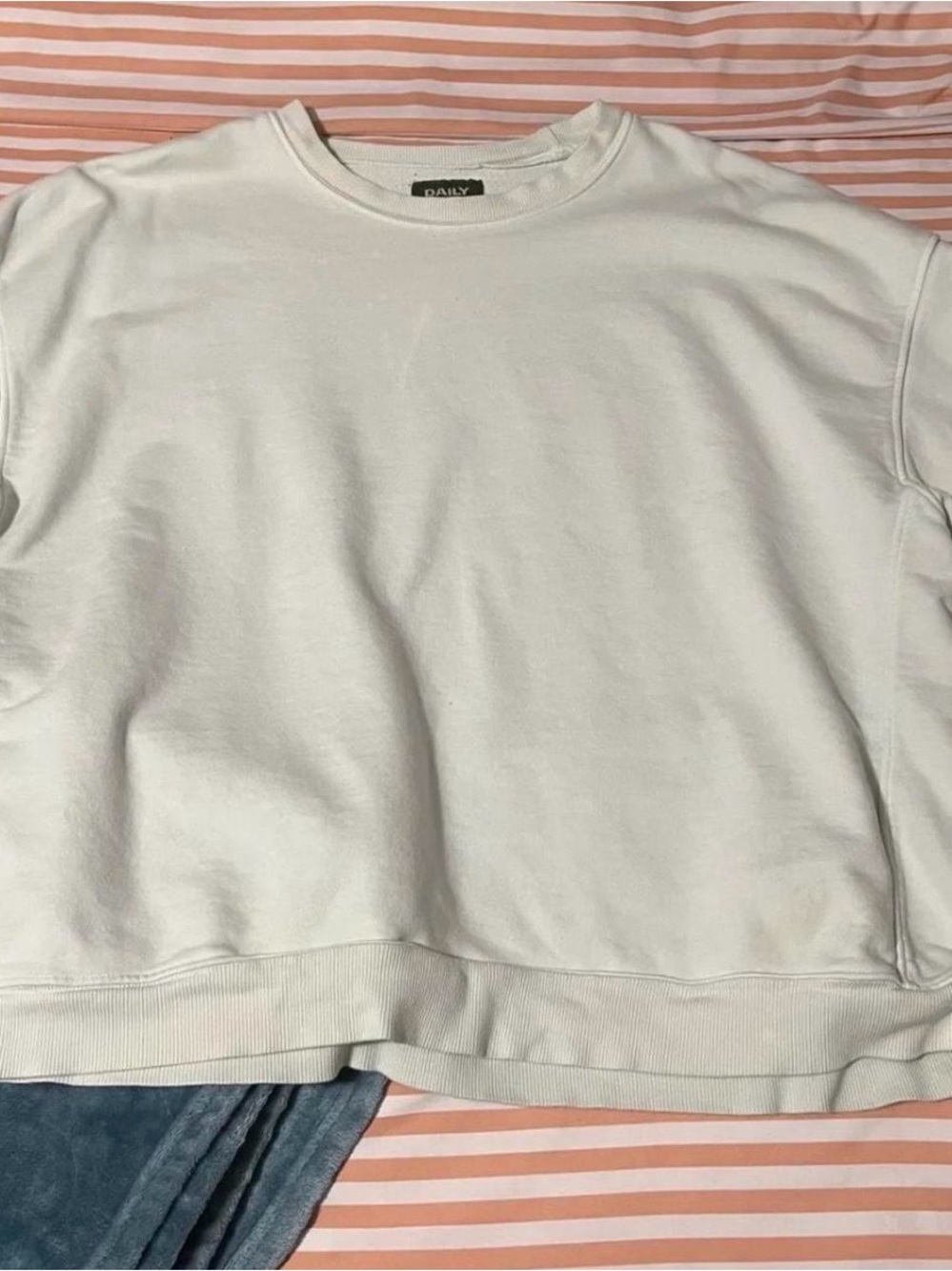 Daily Drills White Crewneck Sweatshirt with Green Logo